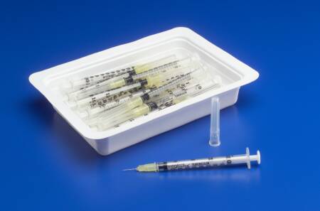 Syringe 1cc w/Needle Allergy Tray Monoject™ 1 mL 27 Gauge 1/2 Inch Detachable Needle Without Safety (25/TR 40TR/CS) by Cardinal  ID 8881501962